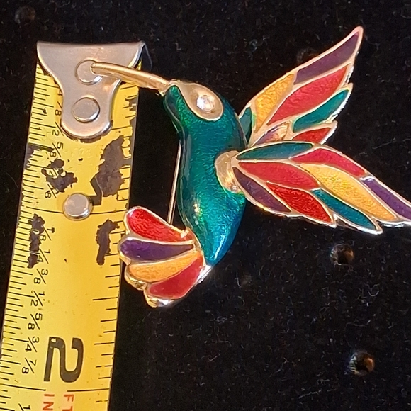 Vintage Colorful Hummingbird Brooch - Picture 4 of 8
